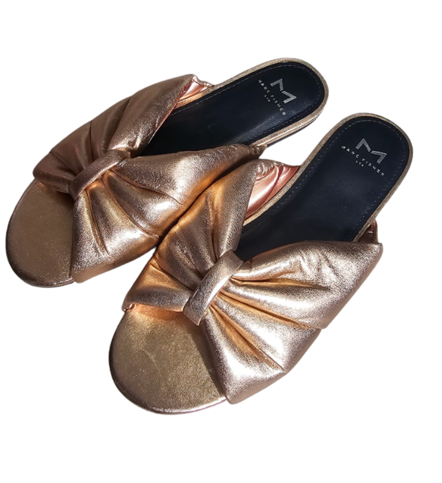 Marc Fisher Metallic Bow-Accent Slide Sandals - 20571