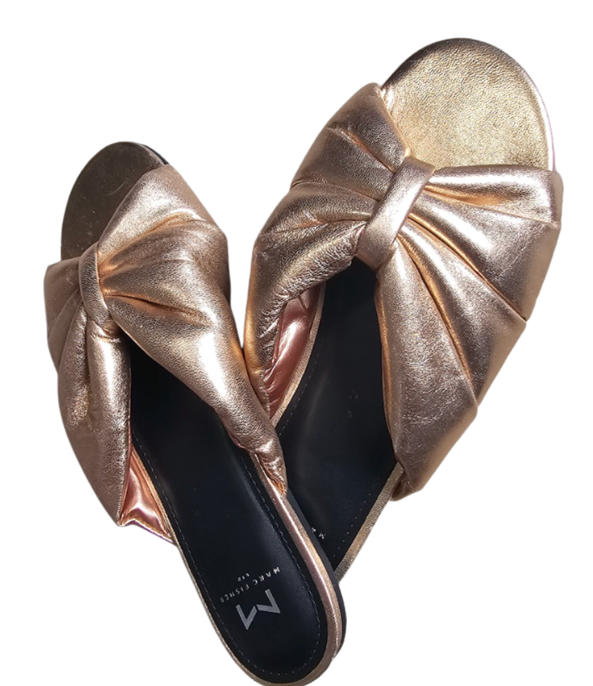 Marc Fisher Metallic Bow-Accent Slide Sandals - 20571