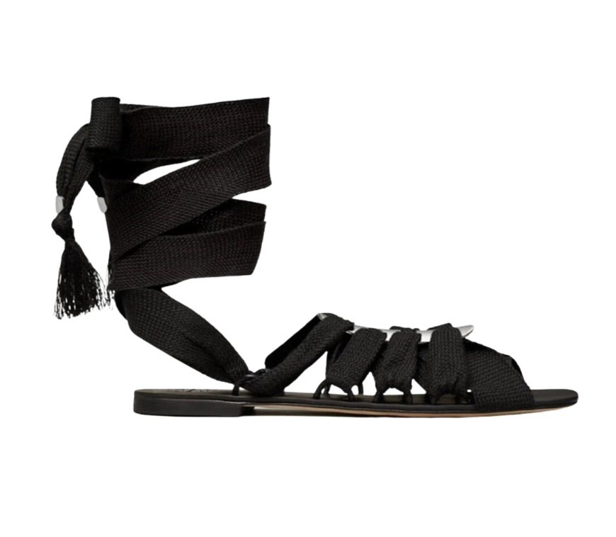 Tory Burch Black Lace-Up Gladiator Sandals - 30488