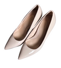 Nude Patent Leather Pointed-Toe Pumps - 7428
