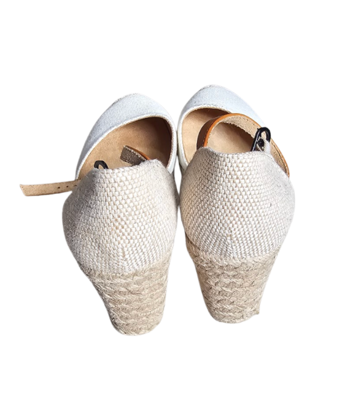 Natural Canvas Espadrille Wedges - 20147