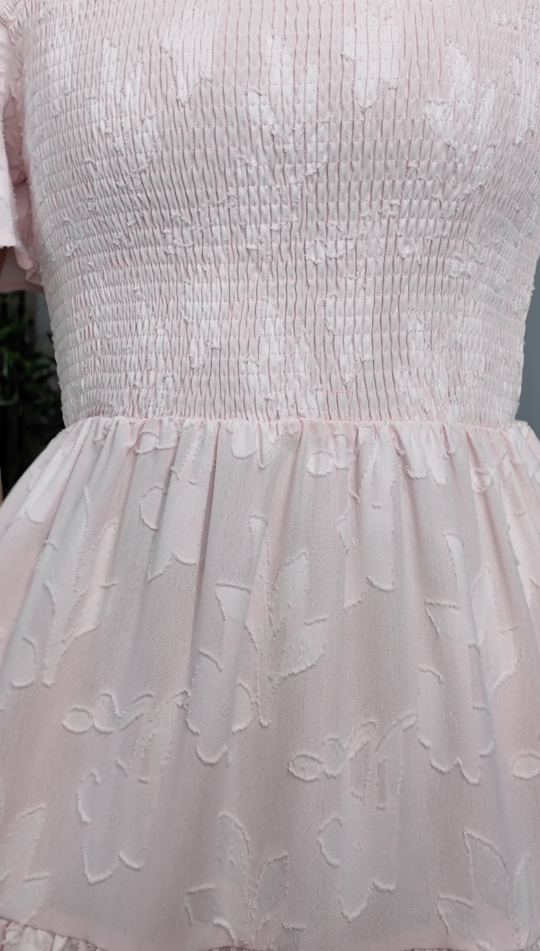 Delicate Pink Tiered Maxi Dress - 33972