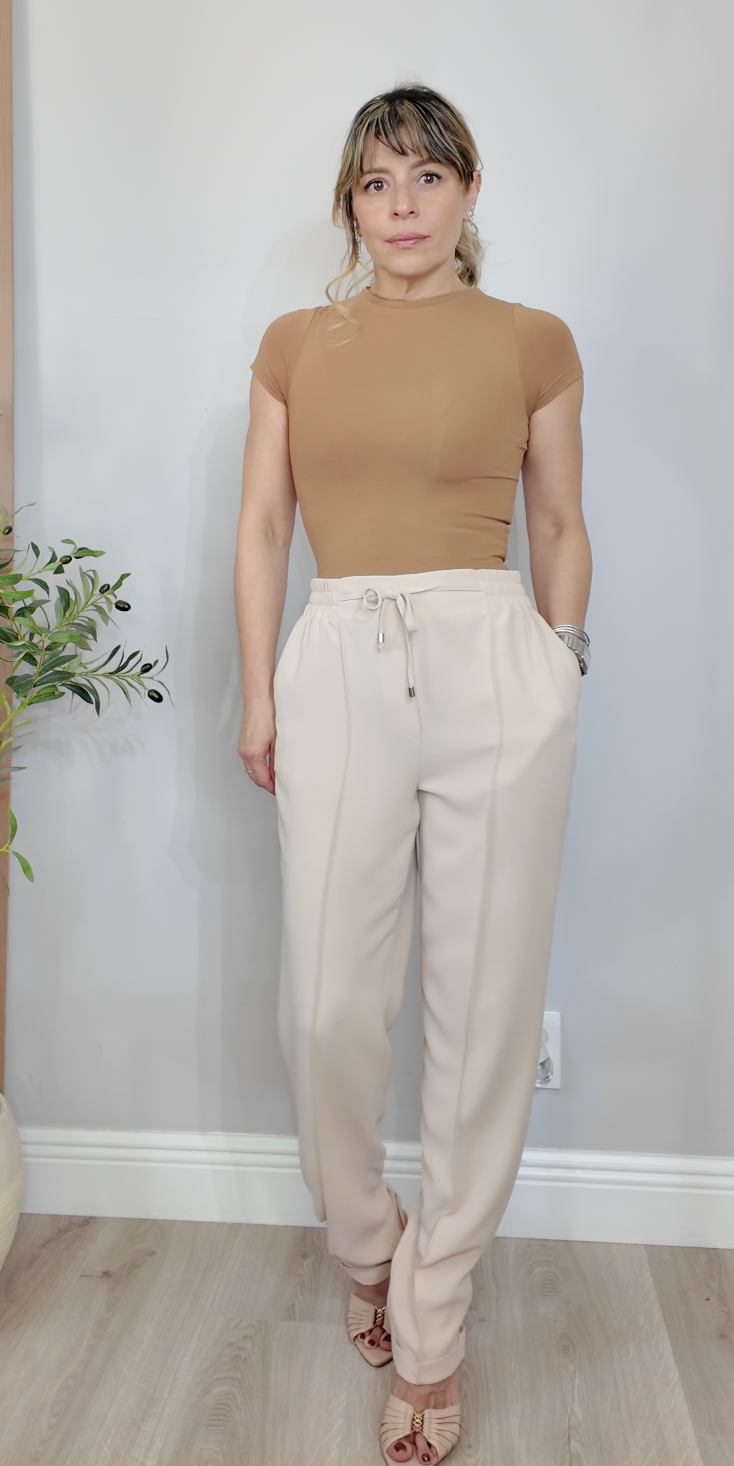 Crème Drawstring Jogger-Style Trouser - 34286