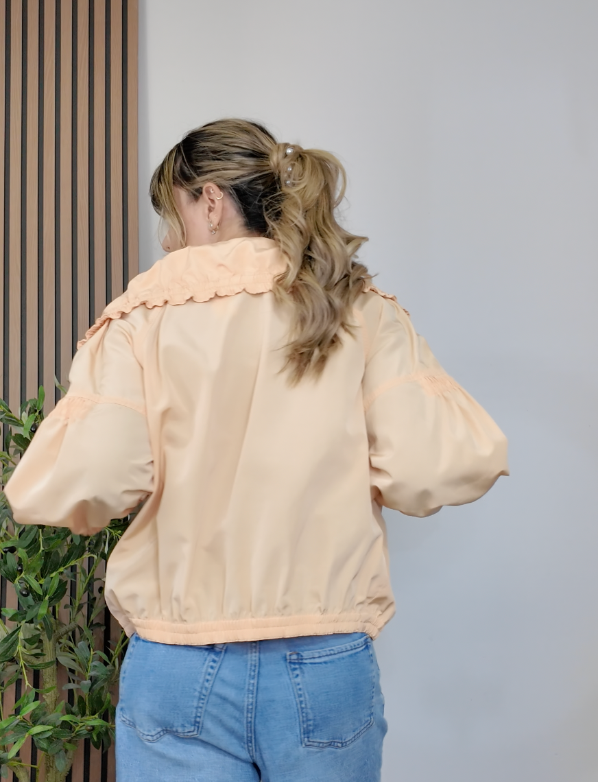 St. John Peach Puff-Sleeve Statement Jacket - 34239