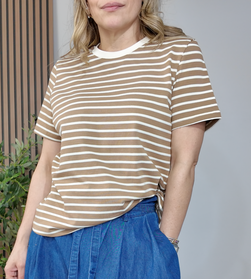 Striped Cotton Crewneck T-Shirt - 34450