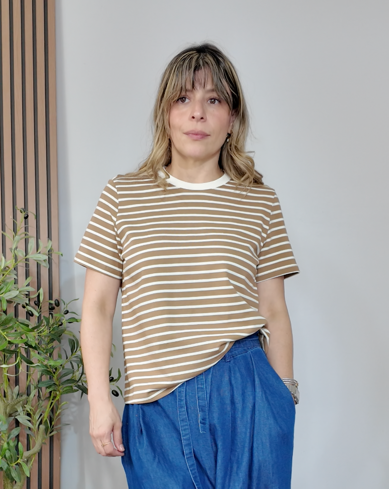 Striped Cotton Crewneck T-Shirt - 34450
