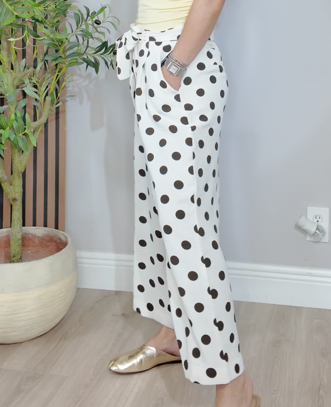 Polka Dot Wide-Leg Trousers - 34457