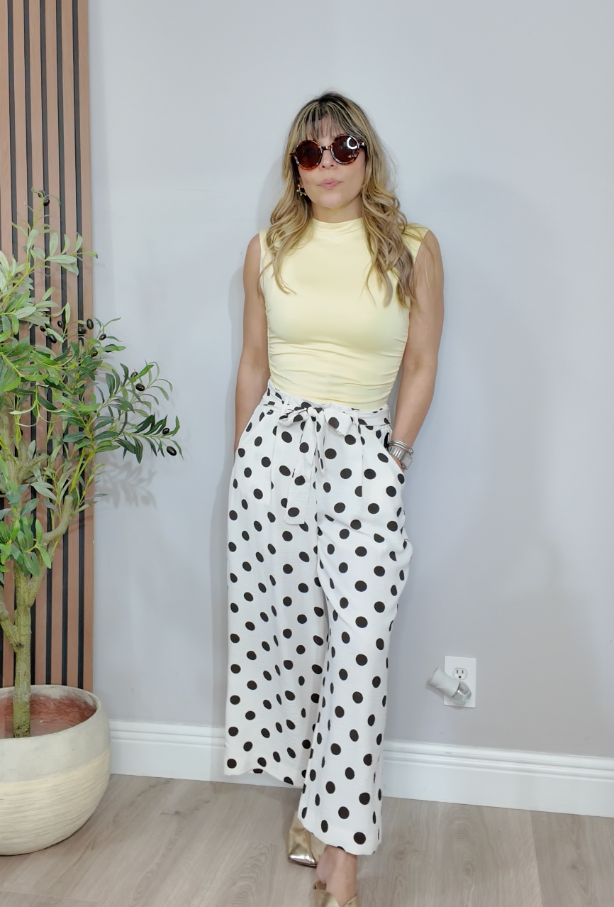 Polka Dot Wide-Leg Trousers - 34457