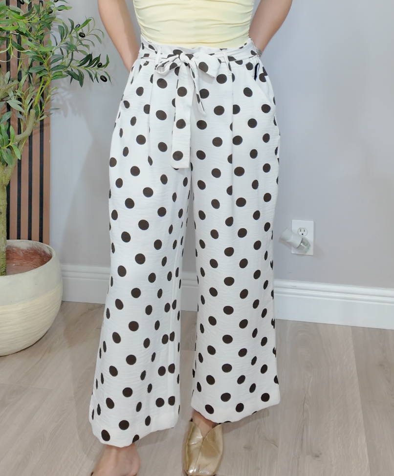 Polka Dot Wide-Leg Trousers - 34457