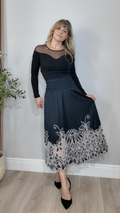 Intricate Lace-Embroidered Midi Skirt - 34333