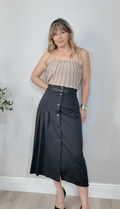 Pleated Button-Front Midi Skirt - 34302