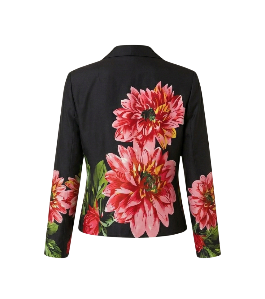 Vibrant Floral Silk Blazer by Silk Club - 34471