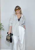 Oversized Vertical Striped Button-Down Shirt - 33688