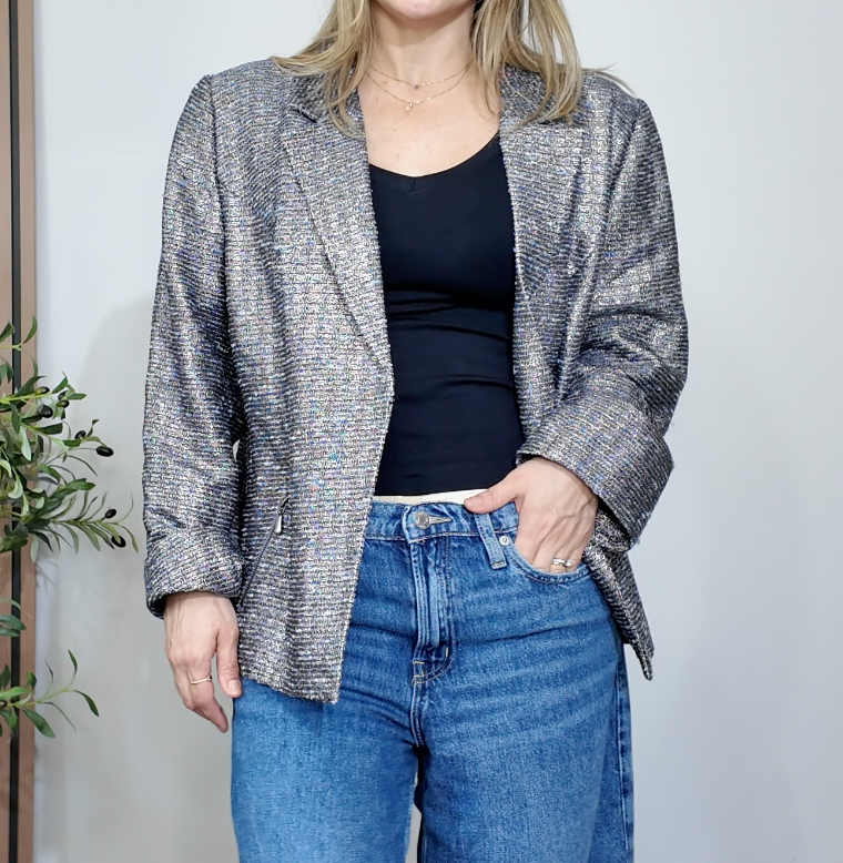 Chico's Metallic Shimmer Oversized Blazer - 34014