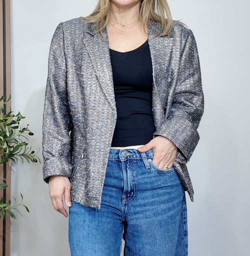 Chico's Metallic Shimmer Oversized Blazer - 34014