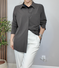 Athleta Dark Charcoal Relaxed Button-Up Shirt - 33816