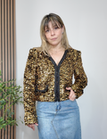 Endless Rose Sparkling Gold Sequined Cropped Blazer - 33063