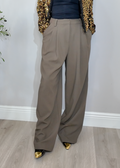 High-Waisted Wide-Leg Pleated Trousers - 33832