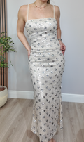 Sequin-Embellished Strappy Column Gown - 33978