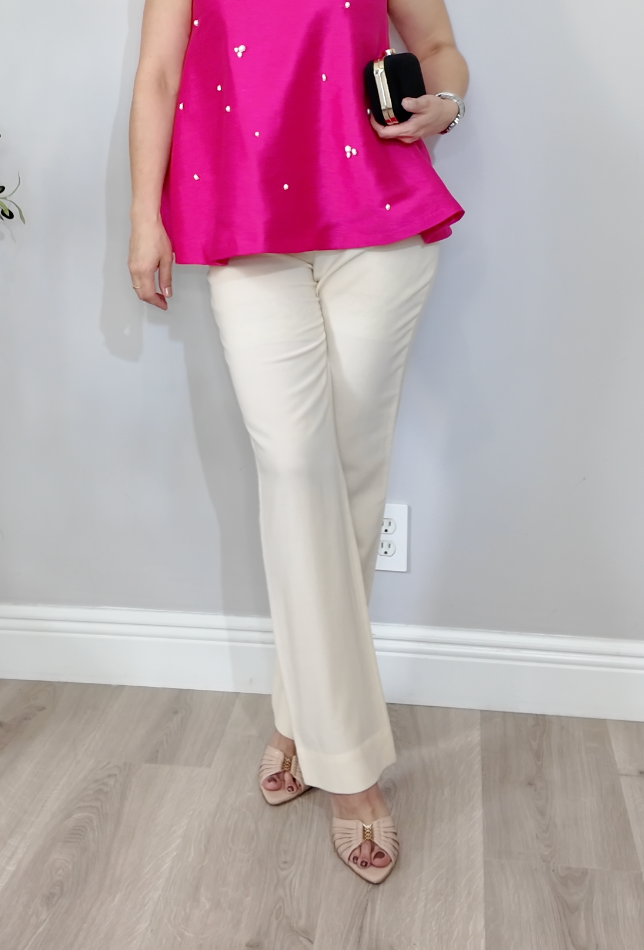 Valentino Cream Crepe Wide-Leg Trousers - 34355