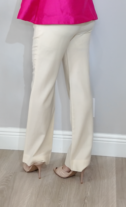 Valentino Cream Crepe Wide-Leg Trousers - 34355