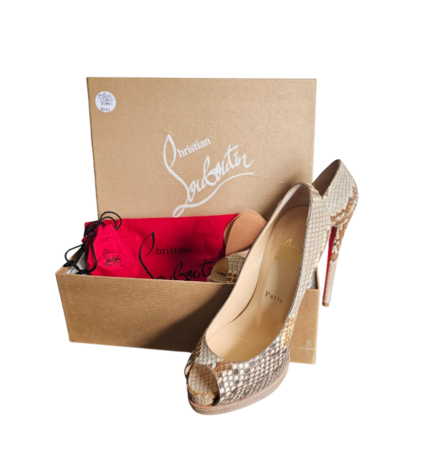 Christian Louboutin Lady Peep Python Platform Pumps - 34568