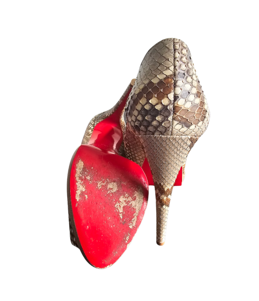 Christian Louboutin Lady Peep Python Platform Pumps - 34568