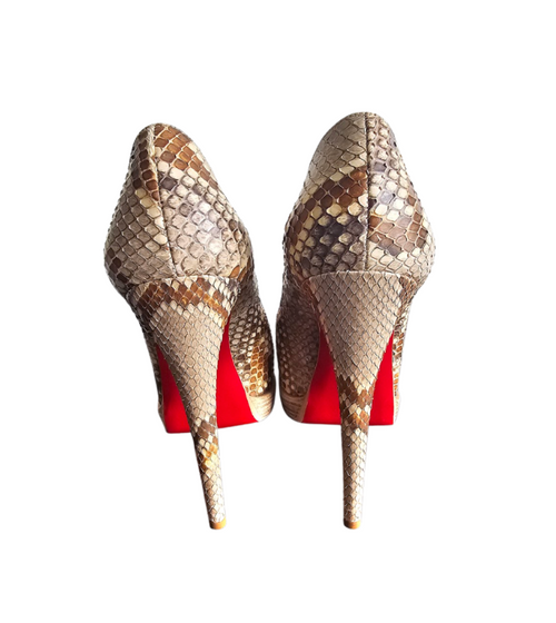 Christian Louboutin Lady Peep Python Platform Pumps - 34568