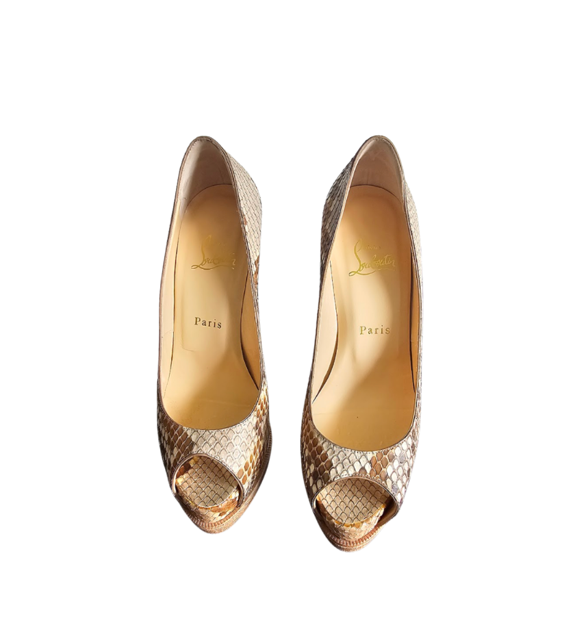Christian Louboutin Lady Peep Python Platform Pumps - 34568