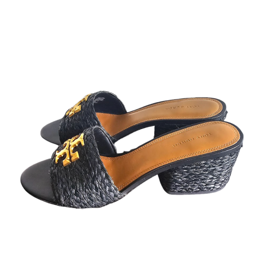 Tory Burch Black Woven Ines Wedge Sandals - 16716