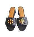 Tory Burch Black Woven Ines Wedge Sandals - 16716