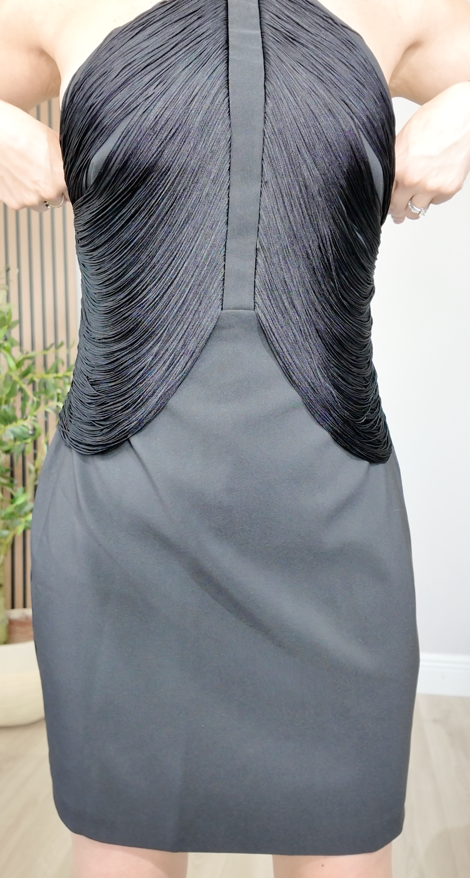 Elegant Fringe Halter Mini Dress - 34491