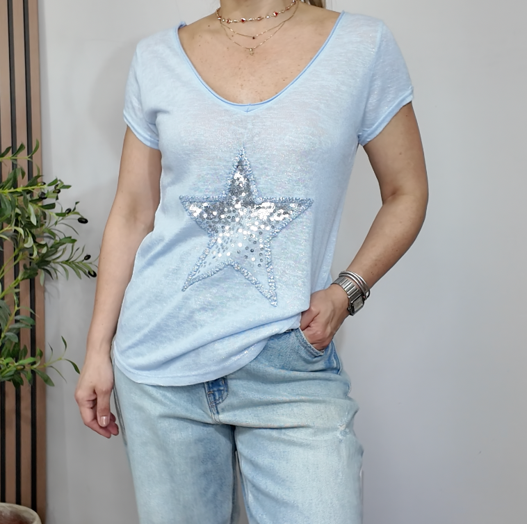 Sequin Star Graphic Tee - 33756