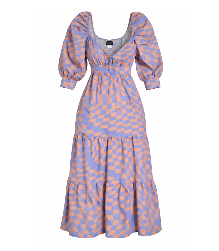 Boho Checkerboard Midi Dress - 33218