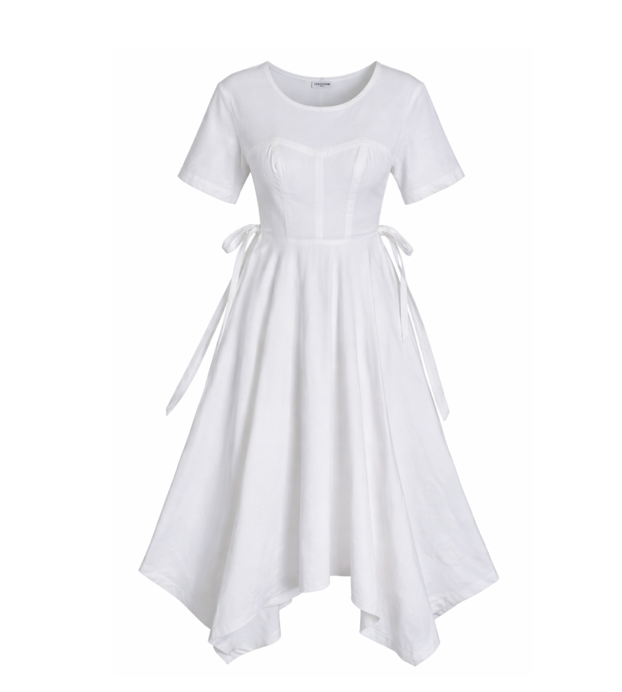 Sandro Paris White Asymmetrical Midi Dress - 28383