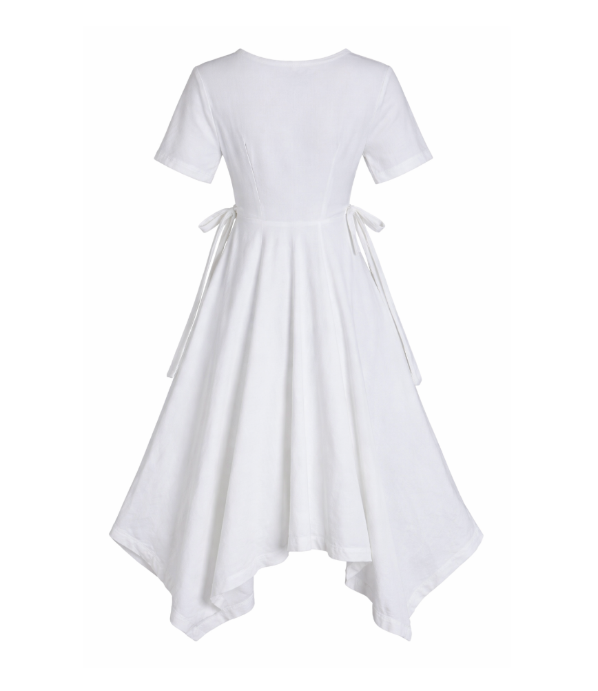 Sandro Paris White Asymmetrical Midi Dress - 28383