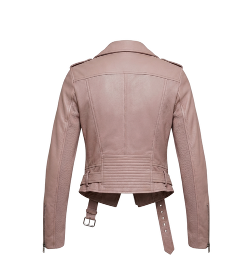 BCBGMAXAZRIA Pastel Pink Leather Moto Jacket -  10981