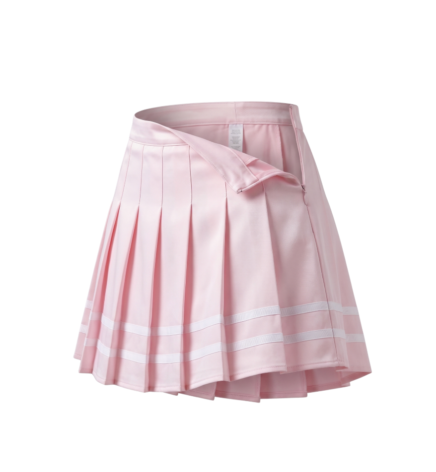 Pleated Skirt with Stripes and Zipper - 30512