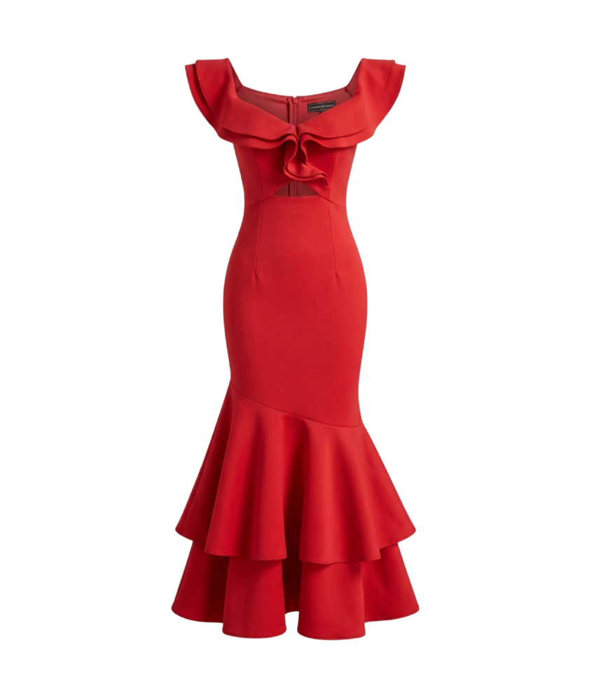 Off-the-Shoulder Ruffle Mermaid Dress - 1740