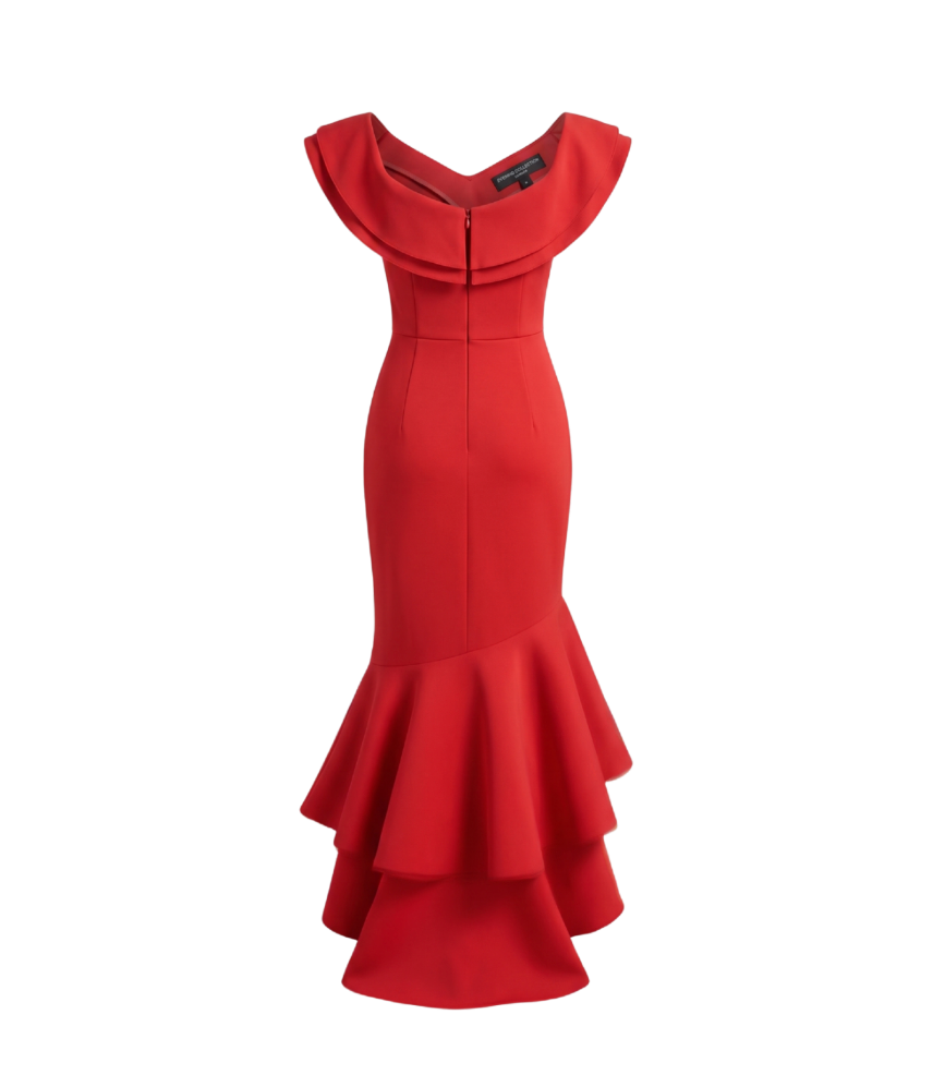 Off-the-Shoulder Ruffle Mermaid Dress - 1740