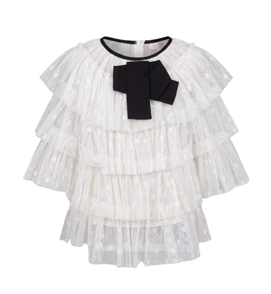 Tiered Tulle Bow Blouse by JJS FAIRYLAND - 31818