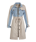 Hybrid Denim-Panel Trench Coat - 31831