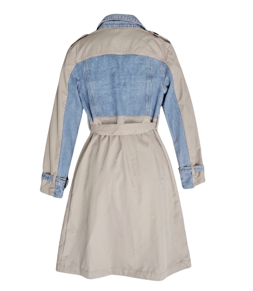 Hybrid Denim-Panel Trench Coat - 31831