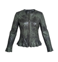 Vintage-Effect Distressed Leather Peplum Jacket - 31779