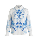 Intricate Blue Jewel-Embossed Shirt - 31723