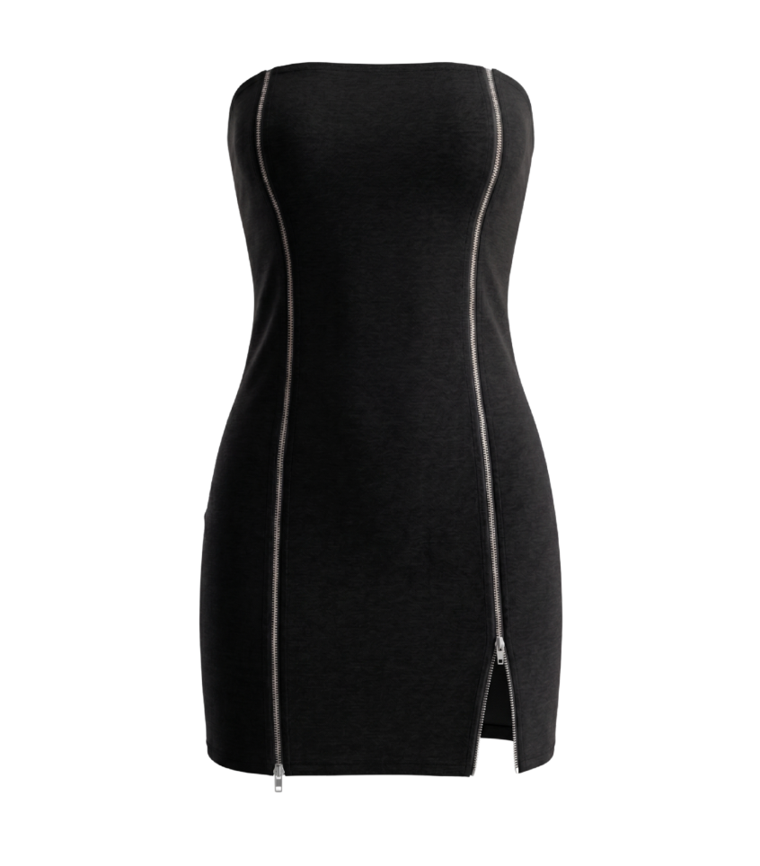 Edgy Double-Zip Tube Dress - 16436