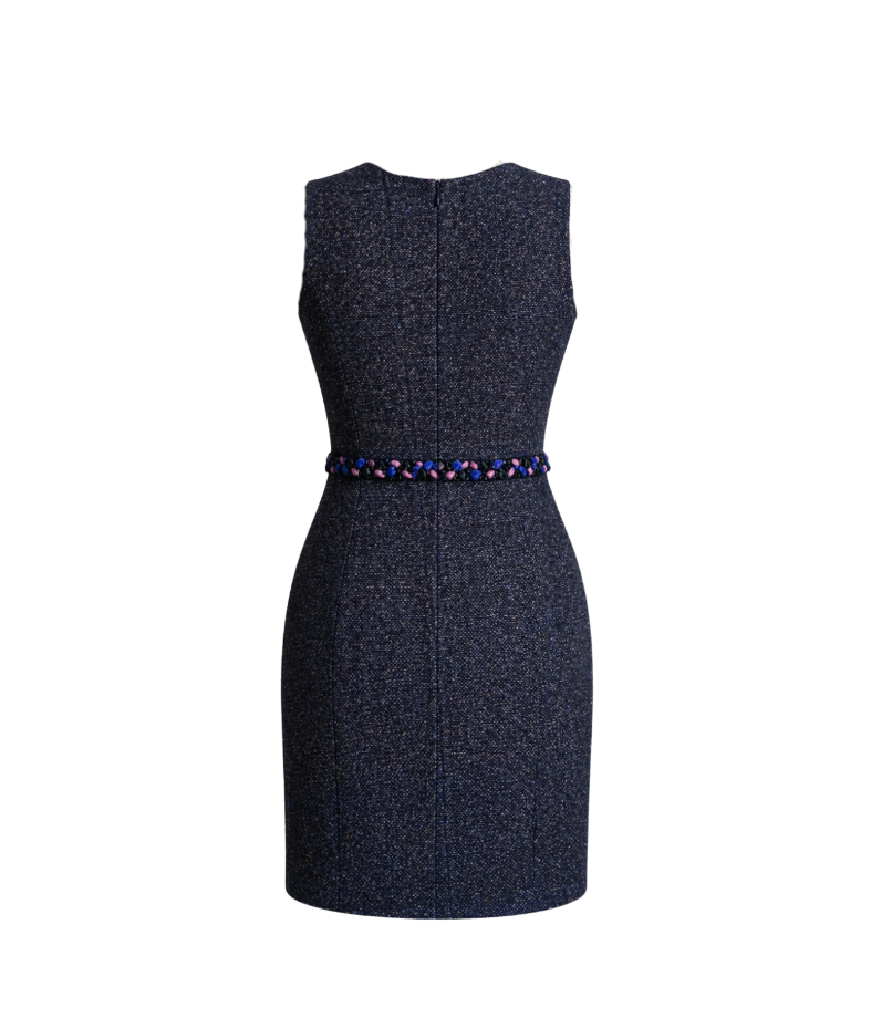 St. John Midnight Tweed Embellished Sheath Dress - 17365