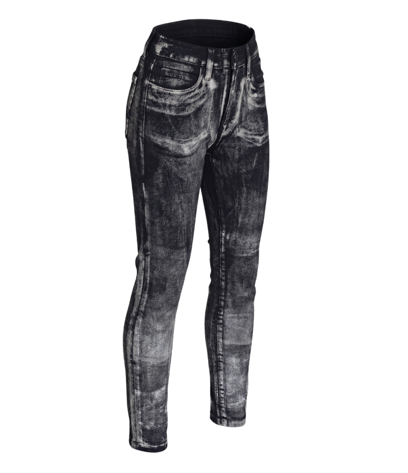 Distressed Silver and Black Coated Slim-Fit Jeans - 16768