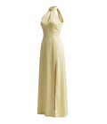 Elegant Pastel Yellow Halter Gown - 30184
