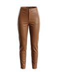 Sleek High-Waisted Faux Leather Trousers - 20540